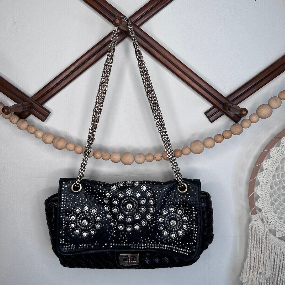 Susen Faux Leather Studded Bling Chain Clutch